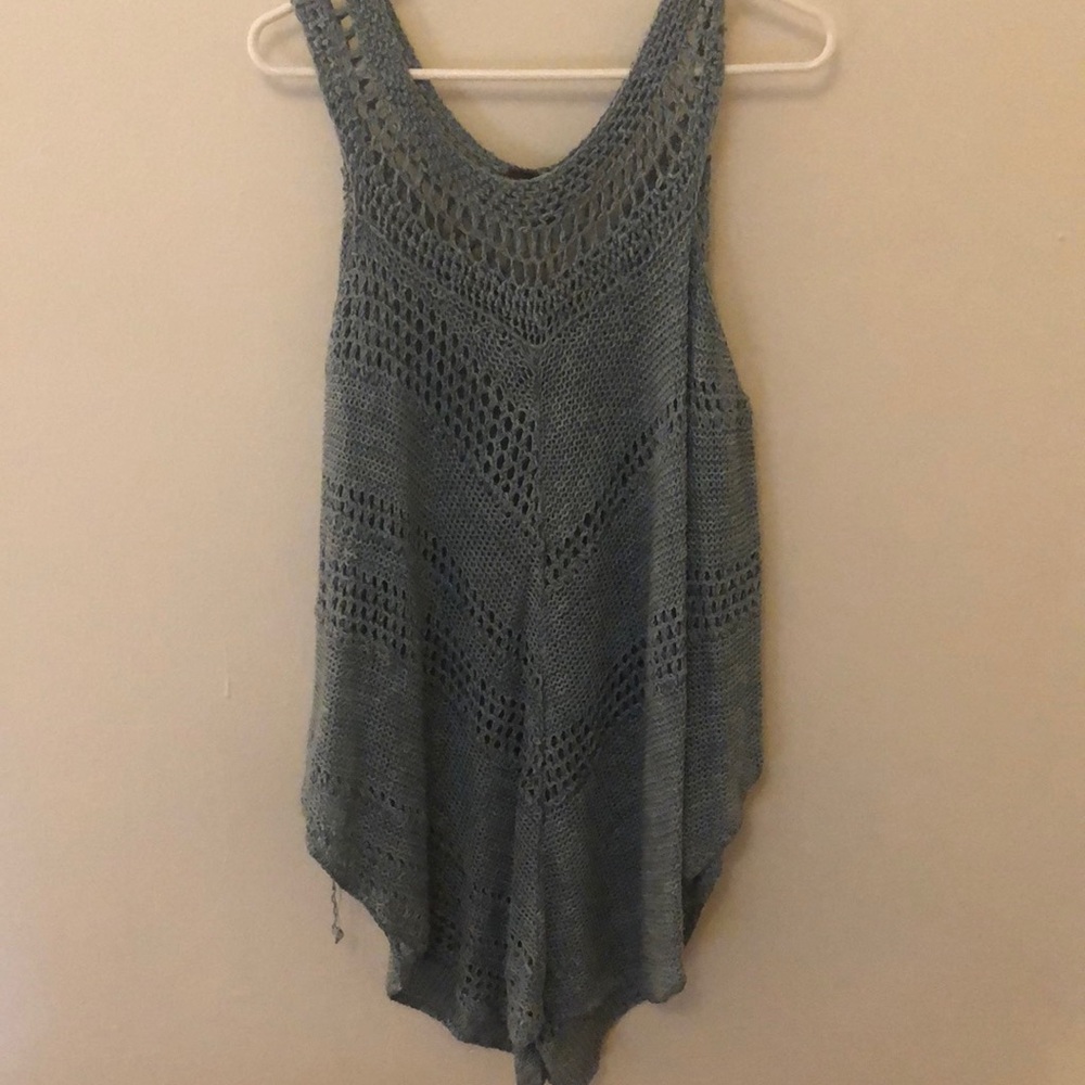 blue knit tunic top from free people